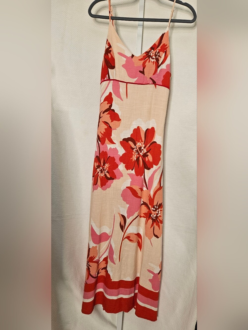 White Closet Linen Mix Floral Maxi Dress Size S